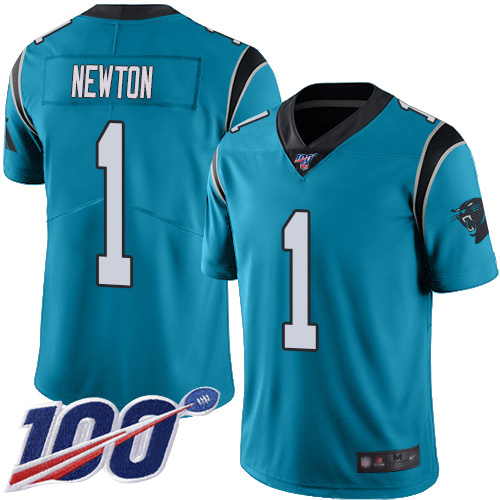 Carolina Panthers Limited Blue Youth Cam Newton Jersey NFL Football #1 100th Season Rush Vapor Untouchable